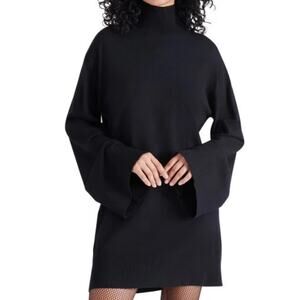 Steve Madden Gretta Turtleneck Long Sleeve Sweater Minidress - Black Size XL